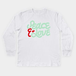 Peace and Love lighter colors Kids Long Sleeve T-Shirt